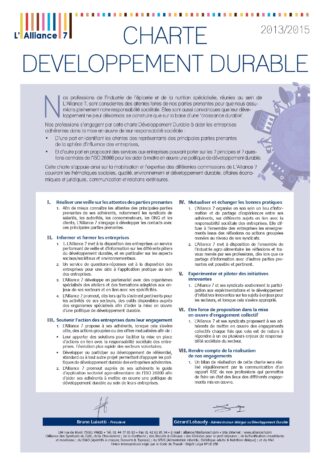 Charte de développement durable de L'Alliance 7